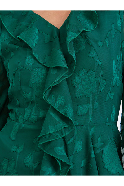 Styli Emerald Green Ruffle Detail Long Sleeves Blouse