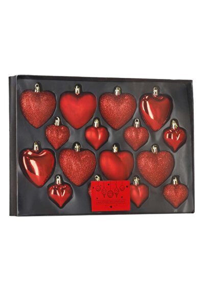 SERSIMO Set de globuri decorative în formă de inimă, 16 bucăți, plastic, 4-7 ...