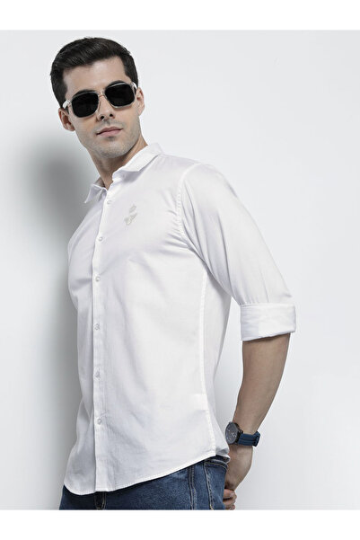 The Indian Garage Co By Styli Men White Regular Fit Solid Shirt