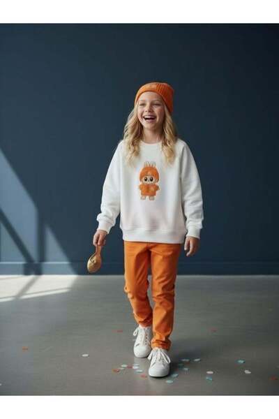 Zekids Bumbac pentru fete personaj cu imprimeu supradimensionat Design Swea tricou