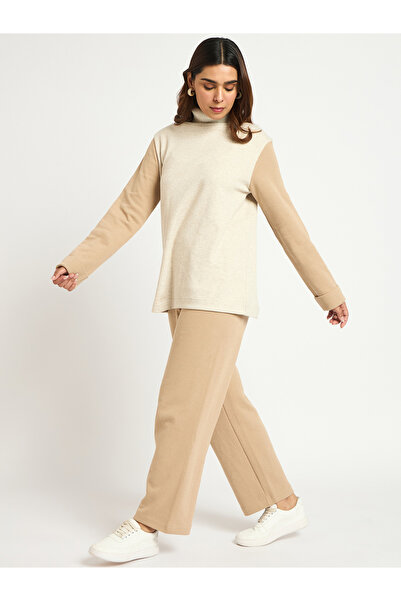 Femmella By Styli Women Color Block Knit Sweater and Pants Co-ords