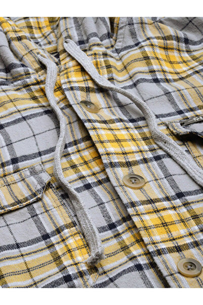 The Indian Garage Co By Styli Men Grey Checked Hooded Shirt