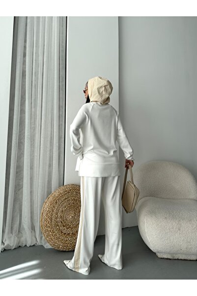 Moda İkra Hooded Top and Bottom Set with Decorative Pocket Detail for Women