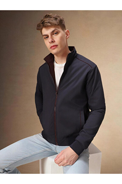 Dennis Lingo By Styli Men Mock Collar Solid Zip-Up Bomber Jacket