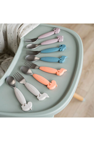 Done By Deer Easy-Grip Stainless Steel Deer Friends Powder Cutlery Set