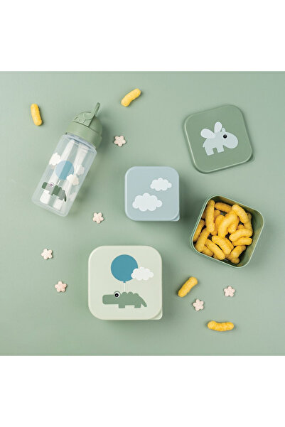 Done By Deer Set of 3 snack boxes Happy Clouds Green