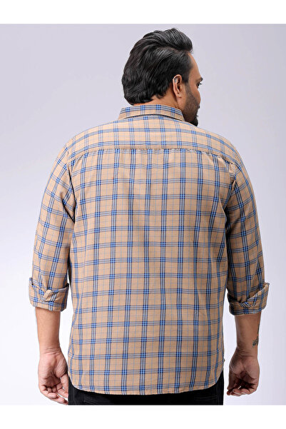 HardSoda By Styli Plus Size Beige Checked Casual Shirt