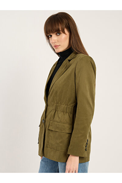 Femmella By Styli Women Olive Cinched Waist Blazer