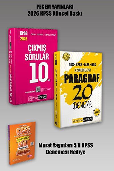 Pegem Akademi Yayıncılık 2026 KPSS GYGK Paragraf 20 Deneme / Son 10 Yıl Çıkmı...