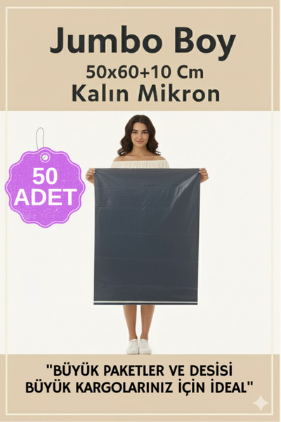 erfa plastik ambalaj 1984'den beri Cepsiz Gri Kargo Poşeti Yapışkanlı 50x60+1...