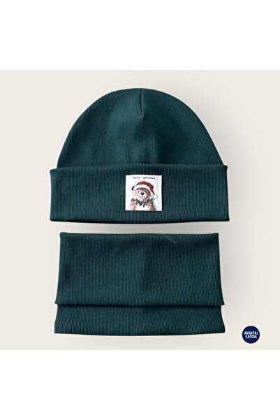 Mustran 4-12 Years Old Christmas Themed Children's Beret Neck Collar Set | Handcrafted, Double Layered & 95% Cotton Gift