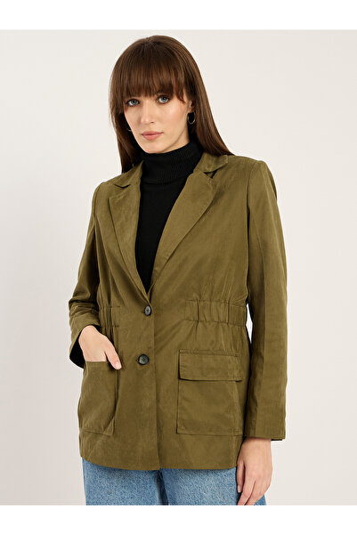 Femmella By Styli Women Olive Cinched Waist Blazer
