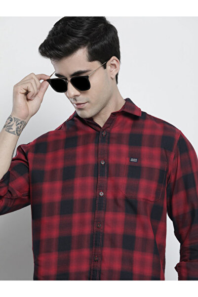 The Indian Garage Co By Styli Men Red Checkered Casual Shirt