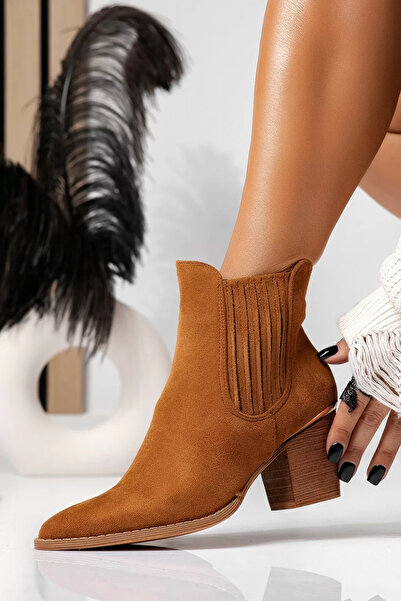 Zaira Botine dama captusite camel din piele ecologica intoarsa Chanter #22600...