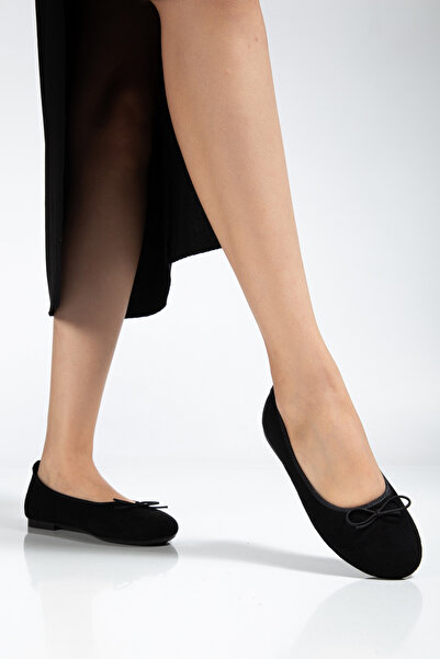 Ghattix Women's Ballet Flats Thin Bow Suede Velvet Comfortable Ballet Flats