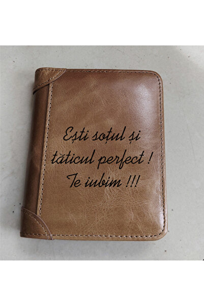 magazinu de gravura Personalized leather wallet with message – You are the perfect husband and dad. We love you!!!