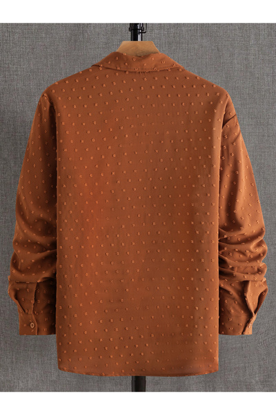 Take Two By Styli Men Rust Texture Long Sleeve Shirt