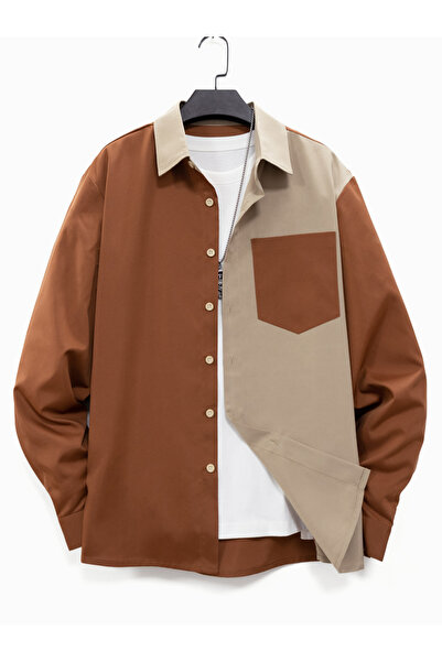 Take Two By Styli Men Two-Tone Button-Down Shirt with Pocket