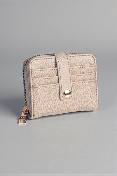 dericom Krem Kadın Mini Cüzdan – Kartlık, Fermuarlı Bozuk Para Bölmeli