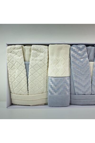 Reiashn Nitsi robe set, pink and gray, 12 pieces