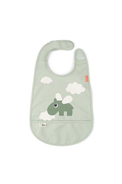 Done By Deer Happy Clouds Green bib with hedgehog