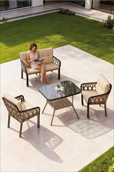 LUMİS GARDEN NEVA RATTAN BAHÇE TAKIMI 2+1+1 +MASA