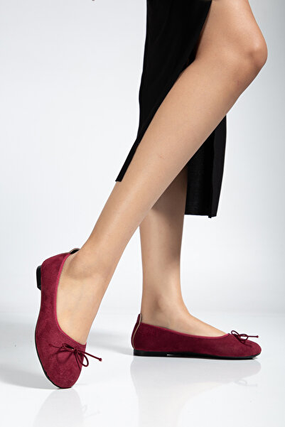 Ghattix Women's Ballet Flats Thin Bow Suede Velvet Comfortable Ballet Flats