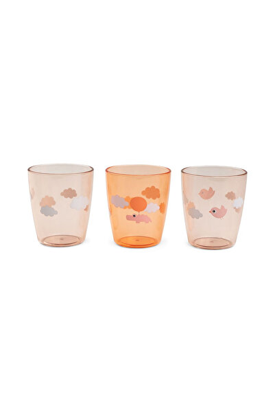 Done By Deer Set of 3 Yummy Happy Clouds Papaya glasses