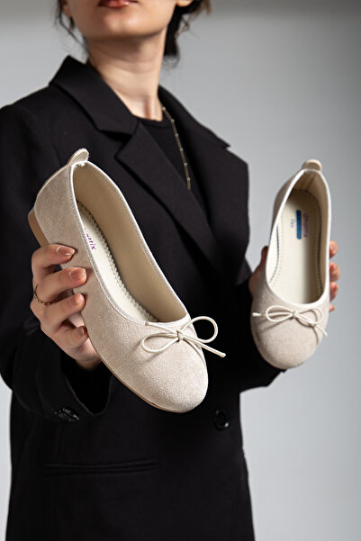 Ghattix Women's Ballet Flats Thin Bow Suede Velvet Comfortable Ballet Flats