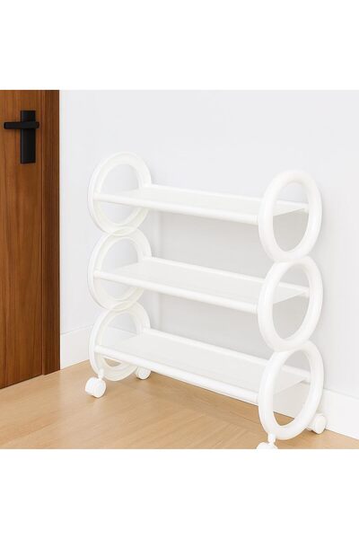 genric OneDcor Mobile Shoe Rack with Rolling Wheels 3 Tier – Durable Stackable Arc-Shaped Plastic Shelves