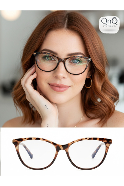 QnQ CATEYE LEOPAR Mavi Işık Korumalı Gözlük | Güneş Gözlüğü