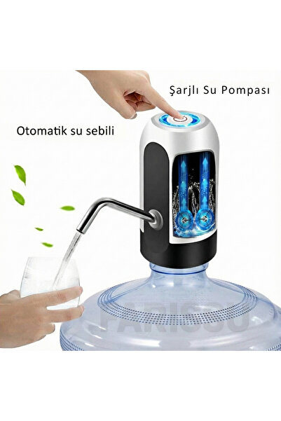 farissu ALASKA Şarjlı Otomatik Damacana Su Pompası – USB Kablolu, Dokunmatik,...