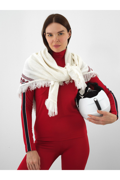 Xint Kadın Ekru Doğal Yün Dokulu Standart Fit Şal