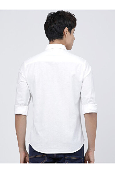 The Indian Garage Co By Styli Men White Solid Cotton Slim Fit Shirt