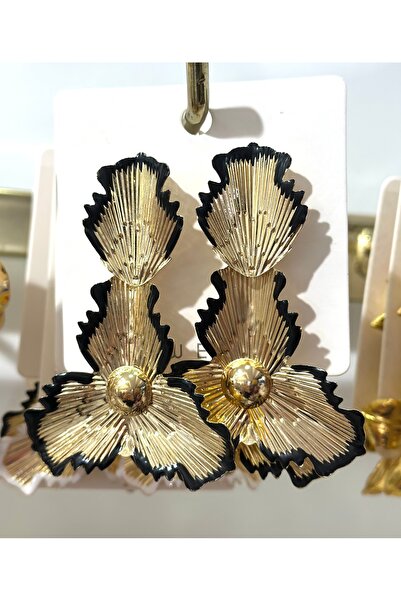Fashion Jewellery أقراط ذهبية سوداء فاخرة متدلية طراز زرا