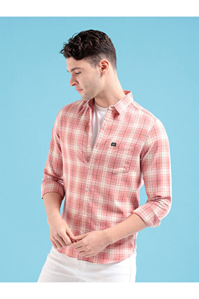 The Indian Garage Co By Styli Men Pink Regular Fit Checked Shirt
