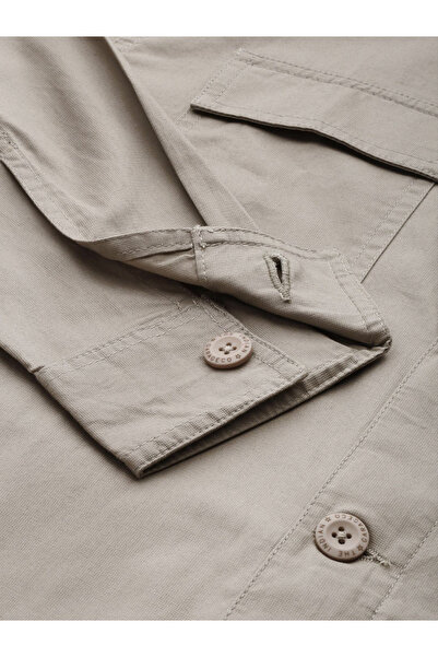 The Indian Garage Co By Styli Men Beige Slogan Print Casual Shirt