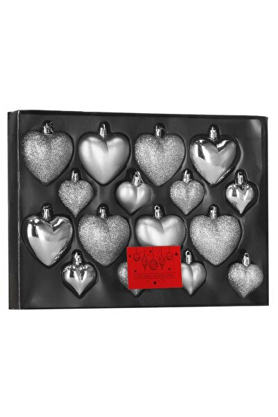SERSIMO Set globuri decorative în formă de inimă, 16 bucăți, plastic, 4-7 cm,...