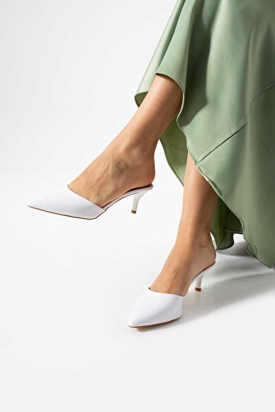 Bayramoğlu Pointed Toe Thin Heel Shiny Slippers Shoes