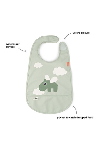 Done By Deer Happy Clouds Green bib with hedgehog
