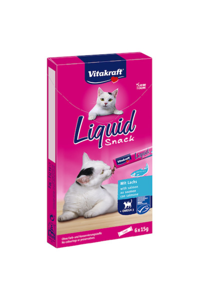 Vitakraft Liquid Cat Snack, Salmon, 6 x 15g (3 months+)
