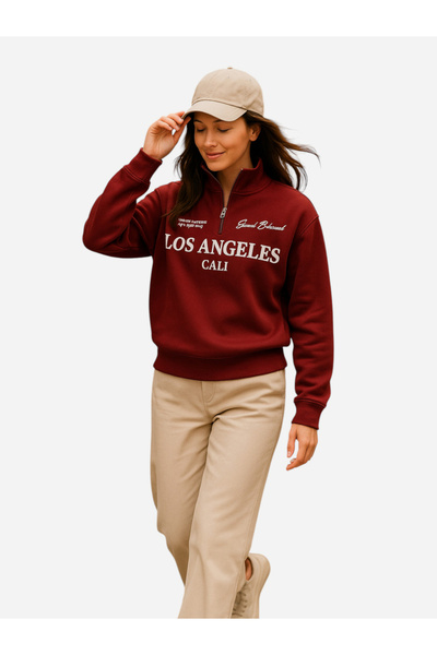 Victor and Jane By Styli Los Angeles Cali Quarter-Zip Sweatshirt - 100% Cotton Fleece