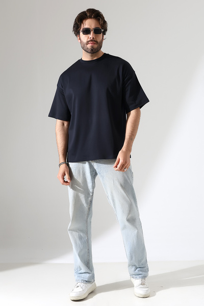 DİVİSTA Men's 100% Cotton Low Sleeve Oversized Interlock T-Shirt