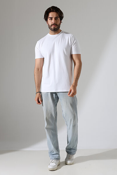 DİVİSTA تي شيرت رجالي ذو قصة قياسية مصنوع من القطن بنسبة 100% برقبة دائرية