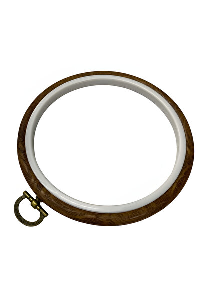 EleganTShoP Cerc rotund din plastic cu aspect de lemn pentru agățat, 12 cm