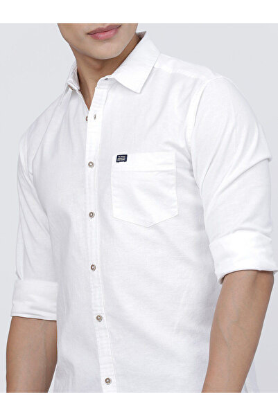 The Indian Garage Co By Styli Men White Solid Cotton Slim Fit Shirt