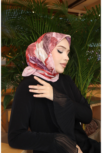 sefamerve وشاح قطني بنمط الزهور 70336-09 بودرة الطوب