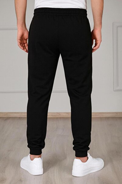 Rivox Men's Black Cotton Sweatpants Slim Fit Narrow Leg Footballer Printed