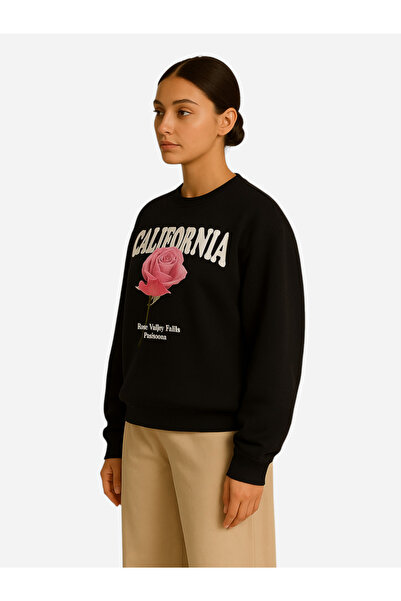 Victor and Jane By Styli California Rose Graphic Sweatshirt - 100% Cotton Fleece