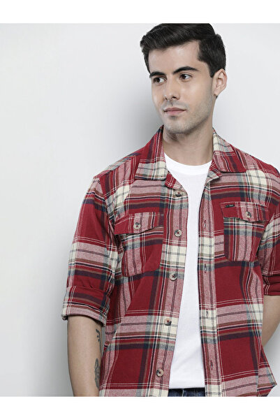 The Indian Garage Co By Styli Men Maroon Plaid Casual Shirt